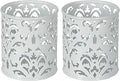 EasyPAG White Pen Holder for Desk, 2 Pack Round Pen Organizer, Brush Holder for Vanity, Metal Pencil Cup Organizer for Home, Office, Classroom, School
