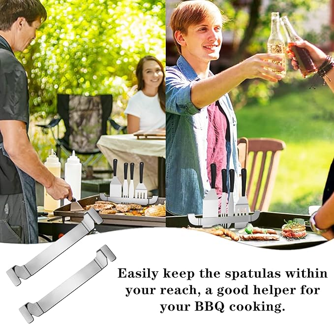 3 PCS Griddle Spatula Holder Sturdy Blackstone Spatula Holder Grill Barbecue Tool Rack Stainless Steel Barbecue Tool Rack Griddle Accessories for Outdoor Camping Picnic BBQ Essentials