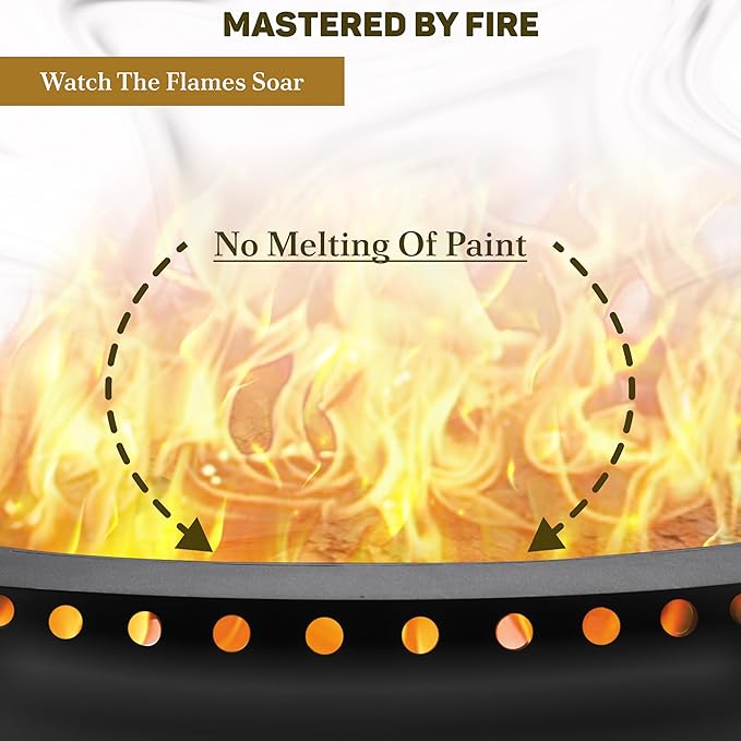 FEBTECH Smokeless Fire Ring 45" - Carbon Steel Outdoor Firepit Ring with Heat Resistant Coating - The Ultimate Smokeless Firepit Insert for DIY Bonfires, Family Gatherings, and Outdoor Camping