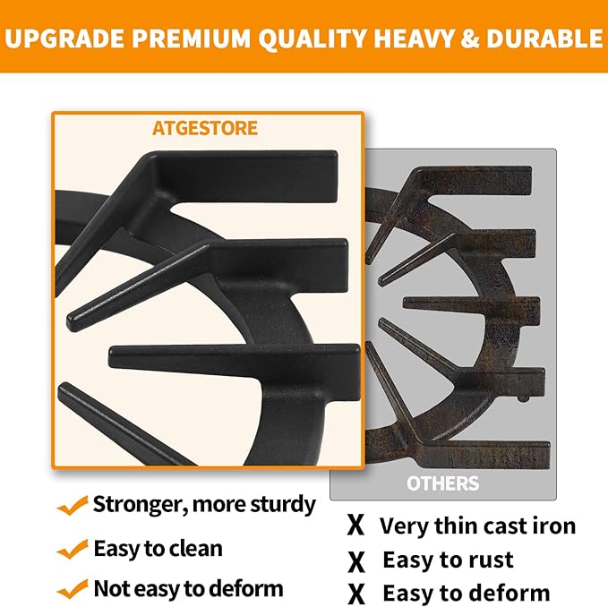 PA060037 PA060024 Spider Grate Replacement for Viking Gas Stove Parts 10”x 10.9” IN Cast Iron Burner Grate Viking Professional Range Grate DSC305 VGIC305 VGIC365 Cooktop Grate Stove Rack