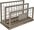 Desktop Mail Organizer - 2 Compartment Mail Holder & Stationary Table Top Desk Organizer - Chic and Stylish Galvanized Steel and Solid Wood - “Letters” Print - for Home and Office, Grey "Letter"