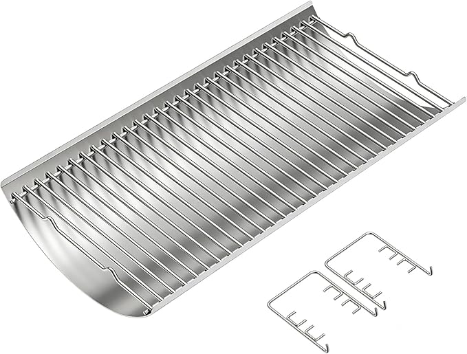 LS'BABQ Stainless Steel 27 Inch Charcoal Ash Pan Replacement for Chargriller Charcoal 1224 1324 2121 2222 2727 2828 2929, Charbroil 17302056 Grills, Charcoal Tray Grates with 2pcs Fire Grate Hangers