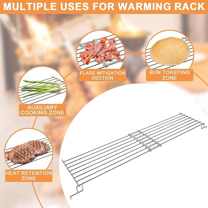 Adjustable Grill Warming Rack for Charbroil Performance 3/4 Burner Grill Replacement Parts 463448021 463365021 463352521 463732623 463354021, Swing Away Grid for Charbroil Grill Accessories