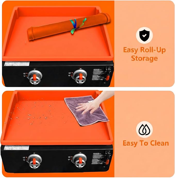 BANGIE 22" Silicone Griddle Mat for Blackstone Accessories - Anti-Warping & UV-Resistant Cover for Tabletop Portable Flat Top Grill, Blocks Condensation Rust (Orange)