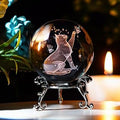 HDCRYSTALGIFTS 60mm Cat Crystal Ball with Stand 3D Laser Engraved Animal Figurines Glass Globe Decorative Ball Crystal Sphere Paperweight Gifts for Women