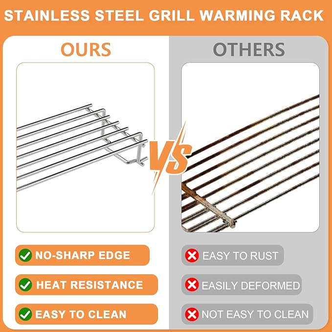 67026 Warming Rack for Weber GS4 Spirit 2 Grill Parts Spirit II E210 S210 E215 E220 S220, Replacement Parts for Weber Spirit II 2 Burner Grills Accessories with Up Front Control Stainless Steel