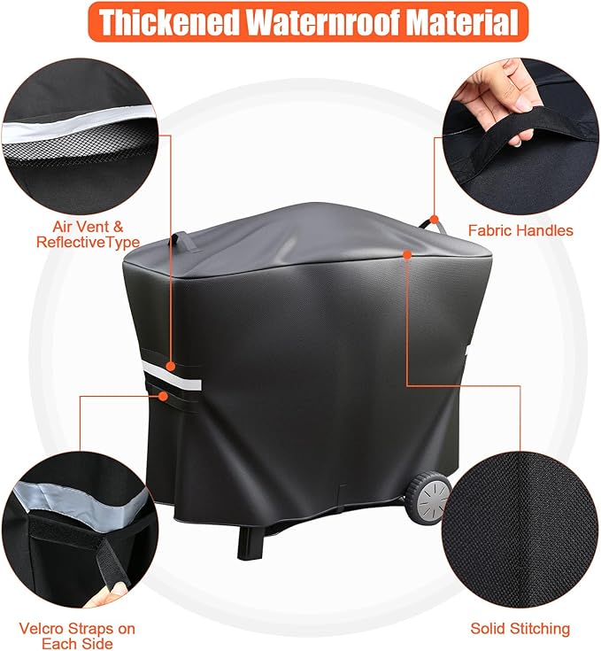 QuliMetal 7112 Grill Cover for Weber Q2000, Q2200, Q2400, Q2000N+, Q2800N+, Q300, Q320, Q3000, Q3200 Gas Grills, Heavy Duty BBQ Gas Grill Cover, 600D