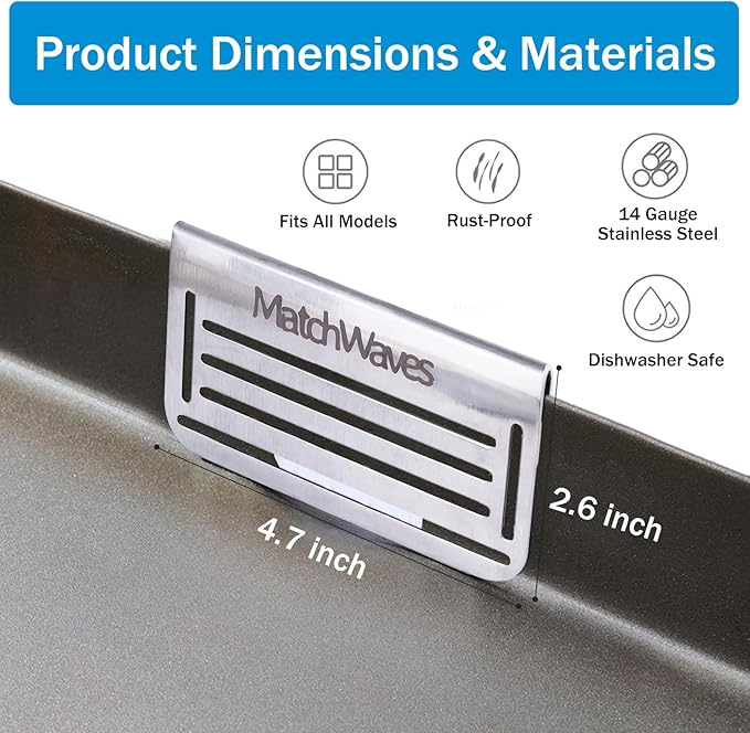 Grease Gate Blocker for Blackstone Griddle, Mesh Screen for Blocking Food from Falling into Rear Grease Catcher, Classic Movable Two-Sided Guard, Silver, 1 Pack