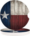 Small Car Coasters for Cup Holders 2.65" Absorbent 2 Pack Car Coaster Ceramic Stone for Drinks Absorb Water Drops Western Texas Star on Rustic Wooden Plank