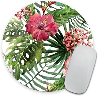 Mouse Pad Mousepad Tropical Leaves Print Mouse Mat Mouse Pad Office Mousemat Round Mousemat Hawaii Hawaiian Tropical Palm Print Mousepad