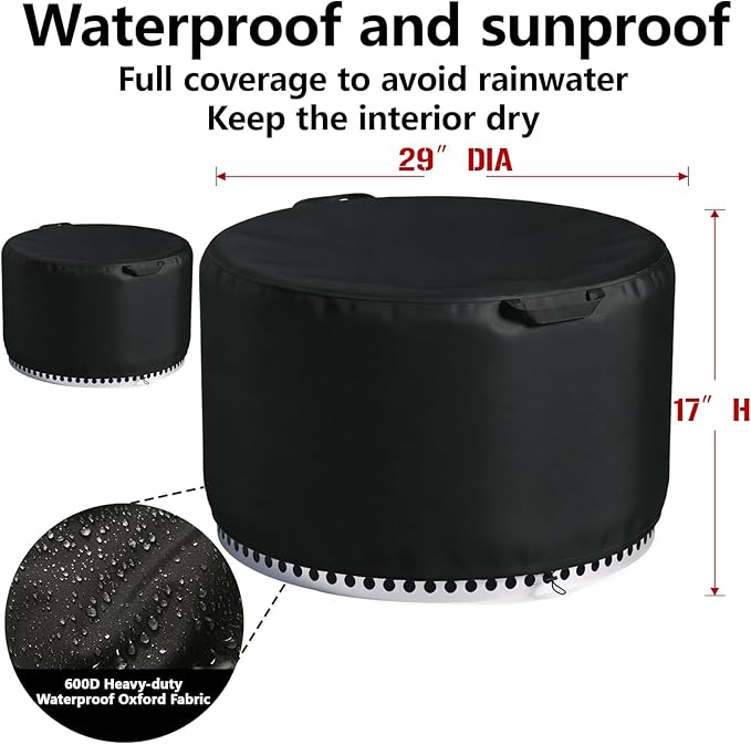 Chinchilla Fire Pit Cover Round for Solo Stove Yukon 27", Waterproof Smokeless Fire Pit Cover, 600D Strong Tear Resistant, Fits for Gas/Table/Bowl Fire pits