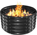Metal Fire Pit Ring/Bonfire Fire Ring- 32 Inches Diameter, 0.8 MM Thick,1.5 ft High, Durable and Stylish for Outdoor Fire Pits,Patios and Camping (Black, 2.7X2.7X1.5 ft)