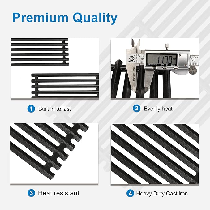 17" Cast Iron Grill Grates for Charbroil Commercial Infrared 463355220 463242516 463242515 466242615 463243016 463346017 466242616 463364824 3-Burner Parts for Charbroil Grill Grates G466-0025-W1A