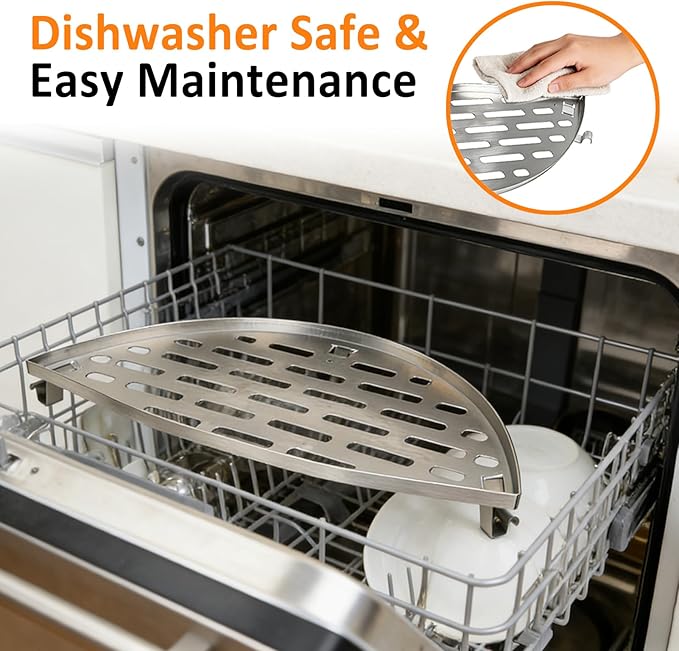 Patented Movable Warming Rack for 22 Inch Kettle Grill 304 Stainless Steel BBQ Warming Grid Compatible with Weber, Nexgrill, Napoleon and Other 22" Kettle Charcoal Grills