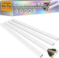 56.7in Cable Hider Cord Hider, Wire Covers for 2-4 Cords on Wall, Premium Cord Covers for Wires on Wall, Easy Set-up Wire Hider to Hide Tv Wires, Lamp, Speaker Cords, W0.95 H0.55in, White