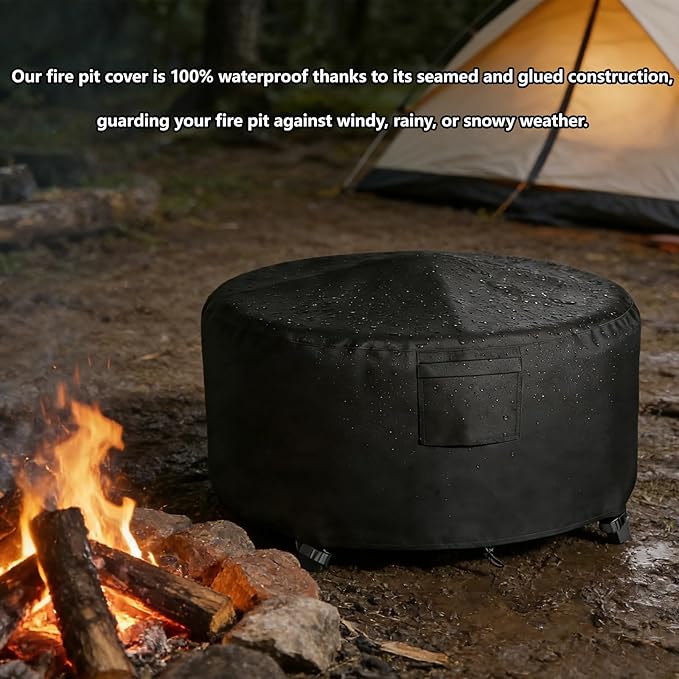 Chinchilla Heavy Duty 36 Inch Round Fire Pit Cover - 100% Waterproof & Weatherproof, Durable All-Season Protection for 33/34/35/36 Inch Propane Fire Pits and Tables