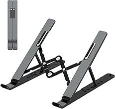 Adjustable Laptop Stand, Portable Laptop Riser for Desk, ABS+Silicone Foldable Ventilated Cooling Notebook Holder Stand for 10-15.6” Laptops, Tablets