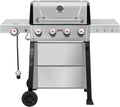 Feasto Propane Gas Grill, 36,000 BTU Outdoor Patio BBQ, Porcelain-Enameled Cookbox & Porcelain-Enameled Cast-Iron Grates, 559 Sq. In., Black (Black, 4) (Stainless Steel)