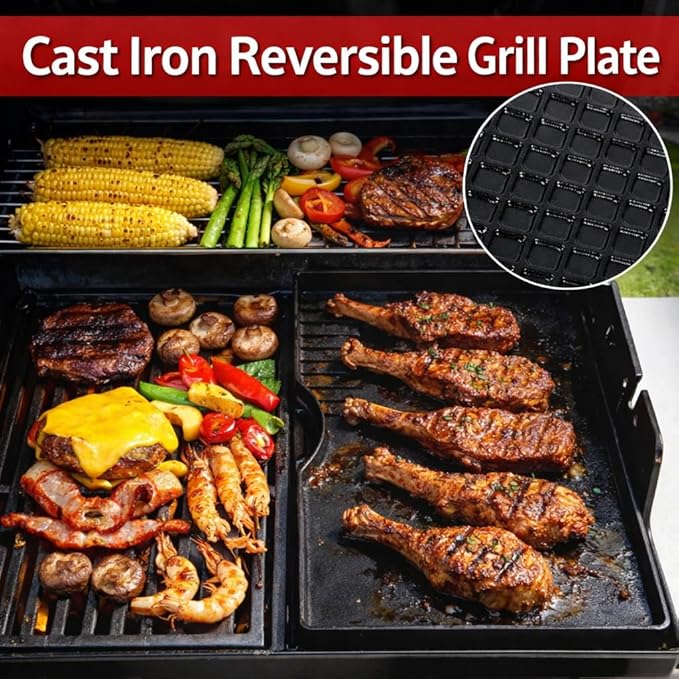 Grill Griddle for Weber Spirit 200 Series, 17.5" Porcelain-Enameled Cast Iron Reversible Grill Plate for Weber Spirit E210 E220 S210 S220 & Spirit II E210 E220, Nonstick Flat Top BBQ Griddle Pan