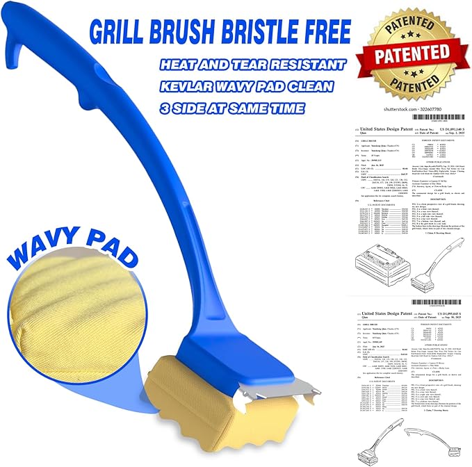 Grill Brush for Outdoor Grill, BBQ Grill Brush Bristle Free, Steam Grill Cleaner with Scraper, Grill Cleaning Brush with Replacement Head, BBQ Grilling Accessories Fit Most Grills, Gifts for Men Dad