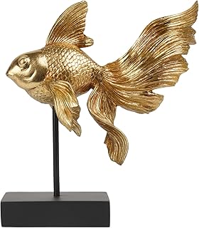 Guichifun Collectible Figurine Goldfish Statue Decor - Betta Sculpture Decoration Luckly Wealth Resin Fish Figurines Office Shelf Sculpture Home Decor Birthday Gifts for Father 10.25 X 5 X 11 inch