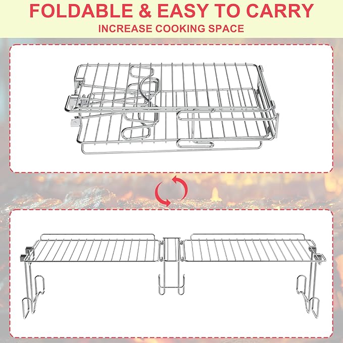 DcYourHome Griddle Warming Rack Compatible with 28" Blackstone Griddles (Not for Pro-Series）Adjustable Stainless Steel Rack for Blackstone Griddle Stand 28 Inch Accessories,One-Step Clip On Attachment