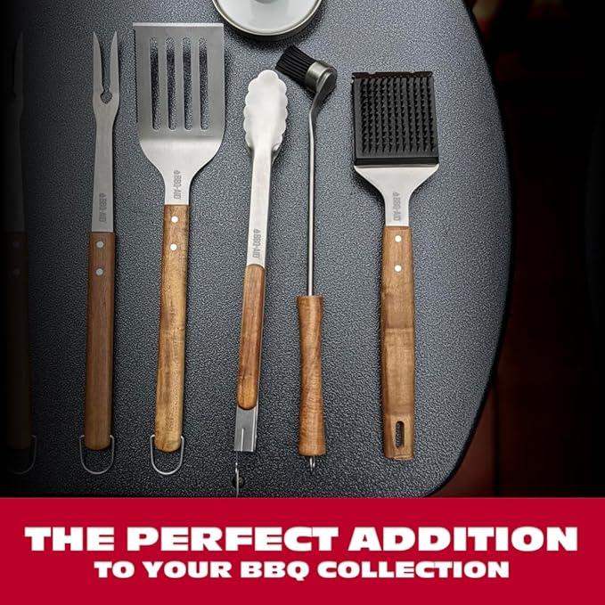 BBQ-AID Basting Brush for Grilling 400°F Heat Resistant BPA Free Silicone Bristles, Long Handle Grill Basting Brush, Acacia Wood+Stainless Steel, Dishwasher Safe, Basting Brush for Smoker & Grill