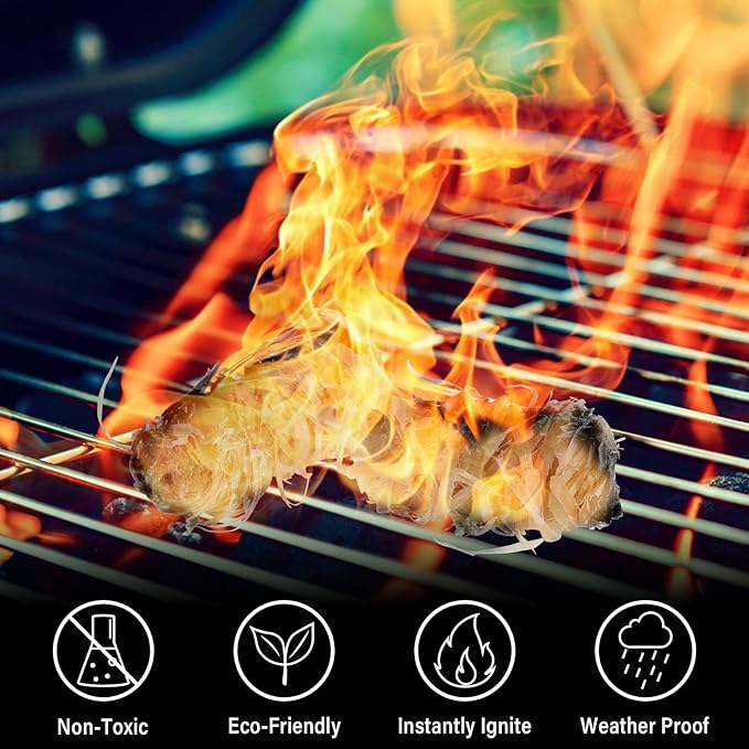 HGD Fire Starter(32pcs), Natural Charcoal Starters, Firestarters for Indoor Fireplace, BBQ, Campfire, Wood Stove, Chimney, Fire Pit, Grill, Smoker, Indoor Outdoor Use, Weather-Resistant