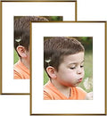 Frametory, 16x20 Bronze Aluminum Picture Frame - Set of 2 - Ideal for Displaying 11x14 Photos with Mat or 16x20 Without Mat - Real Glass Front - Simple Gallery Wall Frames for Art Prints and Posters