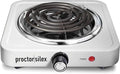 Proctor Silex Portable Electric Stove, Stainless Steel Single Burner Cooktop, Compact, Adjustable Temperature Hot Plate, 1200 Watts, White (34106)