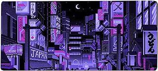 Dark Purple Japanese Anime Retro Vaporwave Mouse Mat Computer Lap Desk Anime Mouse Pad Kawaii Large Gaming Pad for Keyboard QDH