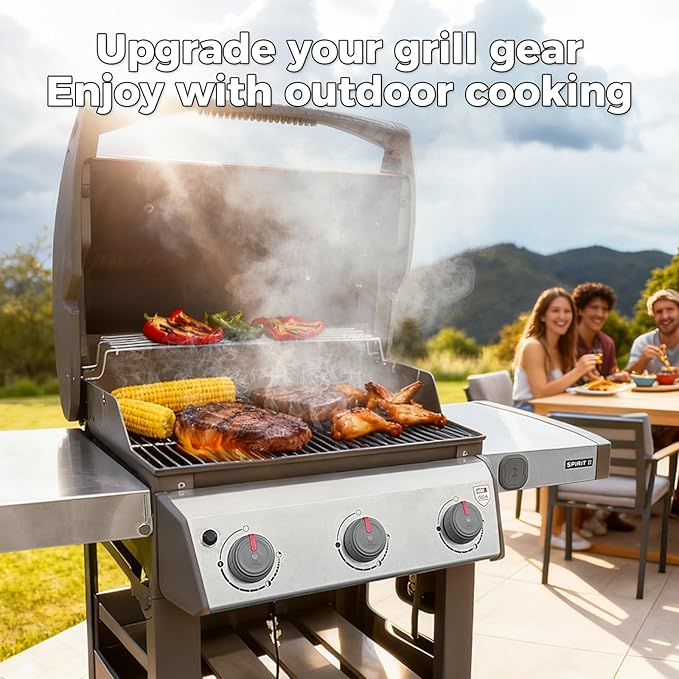 304 Stainless Steel Warming Rack for Weber Spirit 300 and GS4 Spirit II 300 Series Gas Grills with Front Control Knobs, 7641 Grill Upper Rack for Weber Genesis Silver Gold B/C Grill, 25 Inch