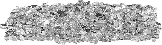 VEVOR Fire Glass, 10 lbs, Clear, 1/2 Inch High-Temperature Resistant Reflective Glass Rocks, Smokeless Fire Pit Stones for Outdoor Table & Landscaping