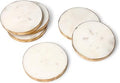 GoCraft Handcrafted White Marble Coasters with Gold Edges – Set of 6 Elegant Drink Coasters for Beverages, Wine Glasses, Coffee Mugs, and Barware – Stylish, Durable, and Perfect for Home or Office