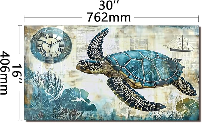 fzxwyishu Beach turtle Tempered Glass Kitchen Backsplash, Stove Back Top Cover, Splashback Tile, Kitchen Sink Cover Splash Guard, Home Kitchen Decor (30"x16"(76.2x40.64cm))