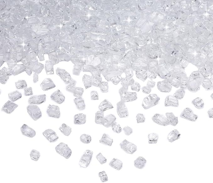 Skyflame High Luster 10-Pound Regular Fire Glass for Fire Pit Fireplace Garden Landscaping Platinum 1/4" Size