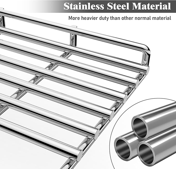 Uniflasy Stainless Steel Grill Warming Rack for Weber Genesis II 300 Series Gas Grills, Genesis II E-310/E-315, II E-330/E-335, II S-310/S-335 Grill Parts, Replacement Parts for Weber 66044, 25 inch