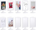 Double Sided Standing Picture Frames 4x6 2 Side Pedestal Picture Frames Bulk Plastic White Photo frames Set for Display (10 pack)