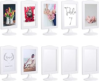 Double Sided Standing Picture Frames 4x6 2 Side Pedestal Picture Frames Bulk Plastic White Photo frames Set for Display (10 pack)