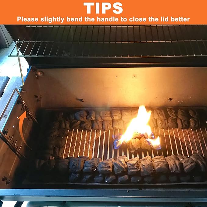 27 Inch Ash Pan Replacement for Chargriller 1224, 1324, 2121, 2222, 2727, 2828, 2929, Charbroil 17302056 Charcoal Grills, Charcoal Tray Grates with 2pcs Fire Grate Hangers for Chargriller Parts