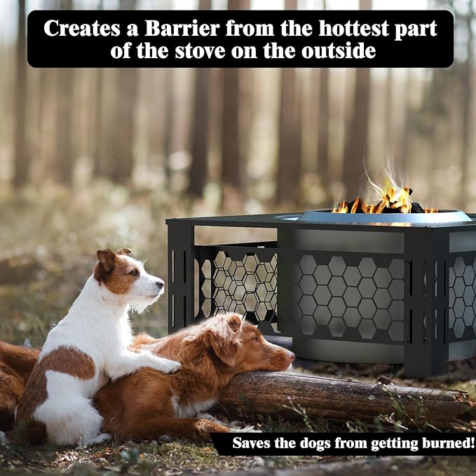 Surround Tabletop Use for Solo Stove Bonfire Ranger Mesa, Fire Pit Surround Table Square, Accessories for Solo Stove, Indoor Outdoor Use, Thick Metal Black