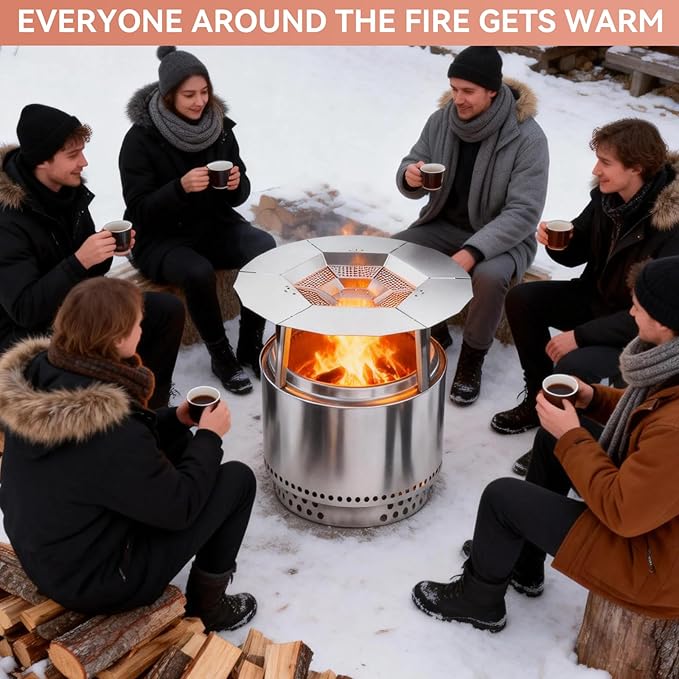 Heat Deflector for Solo Stove Bonfire 19.5 inch, Fire Pit Heat Diffuser with Handle, 304 Stainless Steel for Solo Stove Bonfire 1.0 & 2.0 and Other 19.5" Fire Pits