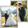 Q.Hou 11x14 Picture Frames Wood Patten Distressed White Set of 2, Each Frame with 2 Mats,Display 8x10 or Five 4x6 Photos with Mat & 11x14 Picture Without Mat for Wall Mount (QH-PF11X14-RW)