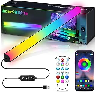 KANTUTOE Monitor Down Light Bar, RGB Screen Desk Light PC, Dimmable LED Dynamic Rainbow Effect, Adjustable Brightness, Speed and Music, Remote Control Color Change, for Game Room