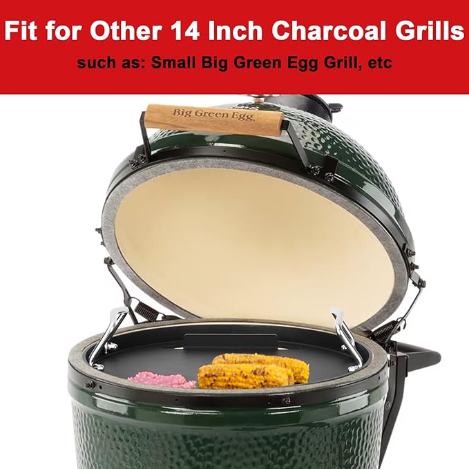 Full Size Griddle Inserts for Weber 14" Charcoal Grills Smokey Joe/Smokey Joe Premium/Smokey Mountain Cooker Smoker, Flat Top Griddle for Small Big Green Egg Grills, Replacement Part for Weber 7431