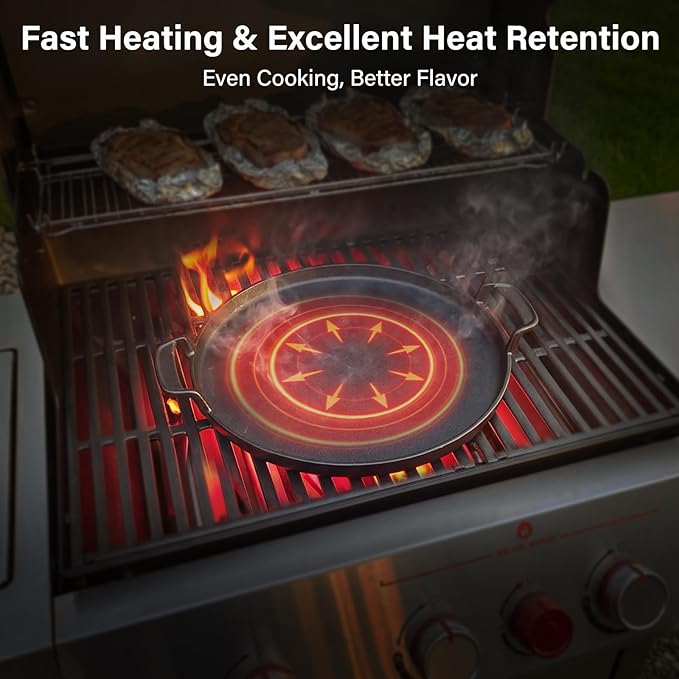 7421 Cast Iron Griddle - 12" Gourmet BBQ System Insert, Fits Most Cooking Grates for Weber Charcoal/Gas/Pellet Grills (22" Kettle/Performer, SMOKEFIRE EX4/EX6, Genesis, Spirit &More)