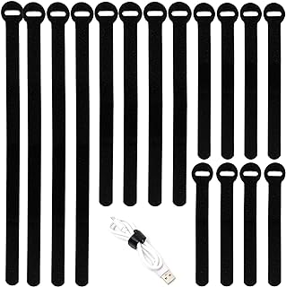 150PCS Reusable Cable Ties - 4+6+8+10inch Multi-Purpose Cable management Hook & Loop Cable Straps Wire Ties,Adjustable Fastening Cord Organizer,Cable Organizer for Home,Office and Data Centers,Black