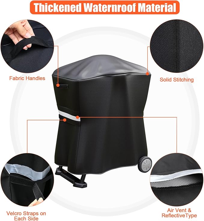 QuliMetal 7113 Grill Cover for Weber Q100 Q120 Q1000 Q1200 Q200 Q220 Q2000 Q2200 Q2400 Q2800N+ Series Gas Grills, Heavy Duty BBQ Gas Grill Cover, 600D