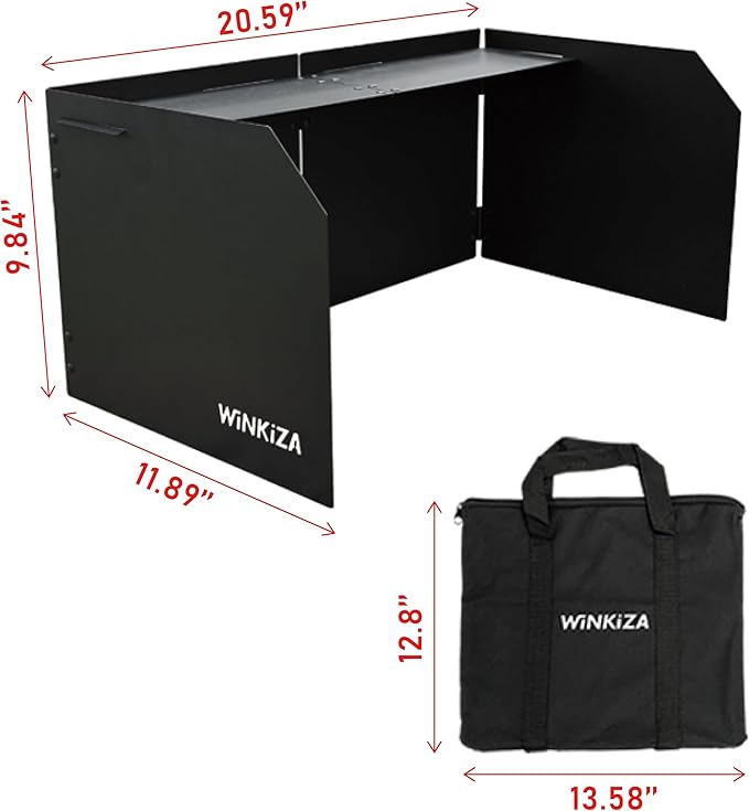 WINKIZA Camping Stove Windscreen Outdoor Foldable Gas Stove Windshield, Camping Wind Blocker with a Storage Bag for Butane Stoves, Propane Stoves, Camping, Hiking, Picnic, Cooking (Stove Not Included)