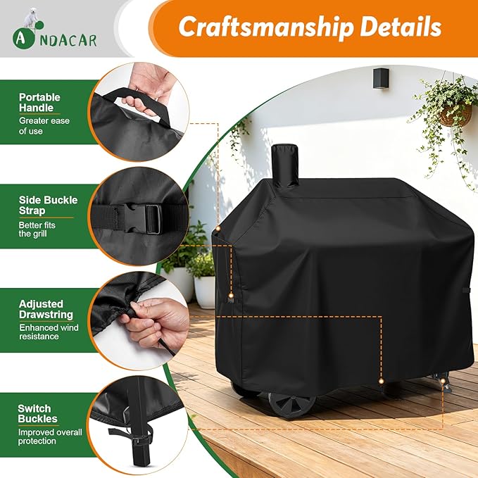 Charcoal Grills Cover for Z Grills 10002B2E Pellet Grill, Waterproof Outdoor Grill Cover BBQ Grill Cover Barbeque Grill Cover (Cover Only) - 54" L×29" W×50" H, Black